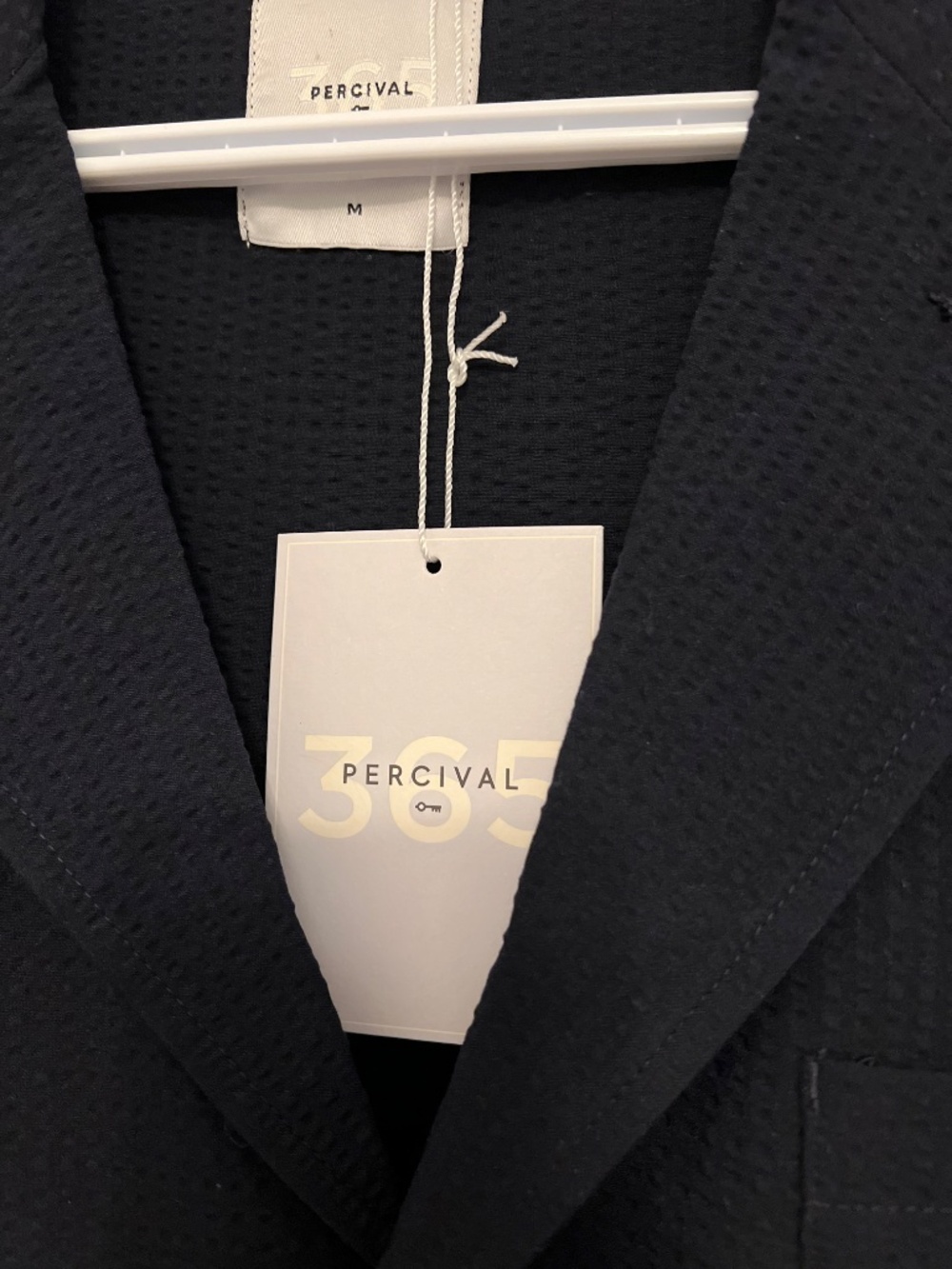 Men's Navy Percival seersucker blazer - Picture 2 of 3